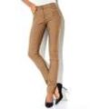 Stretch-Hose HEINE, Damen, Gr. 24, Kurzgrößen, braun (camel), 48% Baumwolle, 45% Polyester, 7% Elasthan, Miedereinsatz:15% Elasthan, 85% Polyamid, unifarben, lang, Hosen