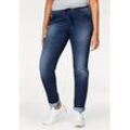 Jogg Pants KANGAROOS Gr. 34, N-Gr, blau (blau, used), Damen, Denim/Jeans, Obermaterial: 59% Baumwolle, 40% Polyester, 1% Elasthan, Destroyed-Effekte, Jeans Jogg Jeans Treggings, entspannte Passform, weite Beinform, Topseller