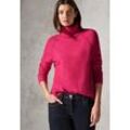 Rollkragenpullover CECIL, Damen, Gr. XXL (46), rot (barberry rot mel), Strick, Obermaterial: 37% Baumwolle, 34% Polyacryl, 26% Polyester, 3% Elasthan, meliert, casual, regular fit taillenbedeckt, ohne Ausschnitt, Langarm Rippbündchen, Pullover, mit Rippbündchen