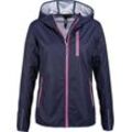 Softshelljacke LPO "MECATINA PEAK II WOMEN", Damen, Gr. 36/38 (M), blau (navy), 100% Polyester, sportlich, körpernah, Langarm gerader Abschluss mit Gummizug, Jacken, mit abnehmbarer Kapuze