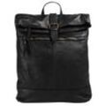 Tagesrucksack FORTY, Gr. B/H/T: 30cm x 30cm x 4cm, onesize, schwarz, Rindsleder, Leder, casual, Rucksäcke, echt Leder, Made in Italy