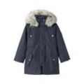 Winterjacke NAME IT "NKFMILLA PARKA JACKET LONG NOOS" Gr. 128, blau (schwarz sapphire) Mädchen Jacken