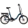 E-Bike SAXONETTE "Compact plus S" Gr. 42, blau (nachtblau), E-Bikes, 42cm, 20 Zoll (50,80cm), Pedelec, Elektrofahrrad für Damen u. Herren