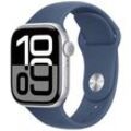 Apple Watch Series 10 42 mm Aluminium (GPS) Sportarmband M/L denim, silber