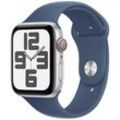 Apple Watch SE 44 mm Aluminium (GPS+Cellular) Sportarmband M/L denim, silber