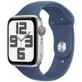 Apple Watch SE 44 mm Aluminium (GPS+Cellular) Sportarmband S/M denim, silber