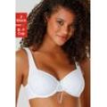 Dekolleté-BH PETITE FLEUR, Damen, Gr. 100, Cup F, schwarz-weiß (weiß, schwarz), Microtouch, Obermaterial: 82% Polyamid (TACTEL), 18% Elasthan (LYCRA), klassisch, BHs, mit Bügel und schönen Raffungen im Cup, Dessous