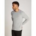 Rundhalspullover TOMMY HILFIGER "REFINED STRUCTURE CREW NK", Herren, Gr. XXXL, grau (light grau heather), Strick, Obermaterial: 100% Baumwolle, casual, Rundhals, Langarm Rippbündchen, Pullover, mit feiner Struktur