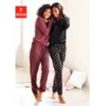 Pyjama VIVANCE DREAMS Gr. 32/34, rot (bordeaux, schwarz) Damen Homewear-Sets mit Sternenmuster