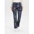 Taillenhose STEHMANN, Damen, Gr. 38, N-Gr, blau (marine), Web, Obermaterial: 70% Baumwolle, 27% Polyester, 3% Elasthan, bedruckt, casual, regular fit knöchellang, Hosen, mit All-Over Print