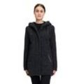 Wolljacke GIL BRET "Gil Bret Wolljacke mit Kapuze", Damen, Gr. 42, schwarz (schwarz, grau), Bouclu00e9, Obermaterial: 32% Baumwolle, 27% Polyester, 18% Wolle, 18% Polyacryl, 5% diverse Faserarten. Besatz: 100% Polyamid. Futter: 100% Polyester. Füllung: 100% Polyester., sportlich, ausgestellt, Langarm, Jacken