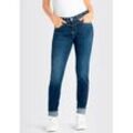 Slim-fit-Jeans MAC "RICH SLIM", Damen, Gr. 42, Länge 30, blau (dunkelblau wash), Denim/Jeans, Obermaterial: 71% Baumwolle, 16% Polyester, 11% Lyocell, 2% sonstige Fasern, casual, slim fit lang, Jeans