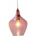 Etc-shop - Glas Pendelleuchte pink Wohnzimmer Lampe hängend Retro Hängelampe Wohnzimmer Vintage, Fernbedienung dimmbar, 1x led 9W warmweiß, DxH 20 x