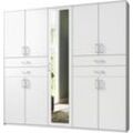 Drehtürenschrank WIMEX "Taiga Kleiderschrank mit Spiegel OTTOs Choice Topseller" Schränke Gr. B/H/T: 225cm x 210cm x 58cm, 9 St., weiß mit Schubladen auf bequemer Höhe, TOPSELLER