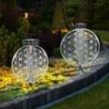 Kugel Solarleuchten für Außen Kugelleuchten Garten Solar Solarlampe orientalisch Kugel, Lichteffekt Muster Lebensblume, 1x led, h 31-41 cm, 2er Set