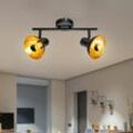 Deckenleuchte Spotleuchte Spotleiste Deckenlampe Wohnzimmer, Spots beweglich, Metall schwarz goldfarbig, 2x LED 4 Watt 280 Lumen warmweiß, HxL