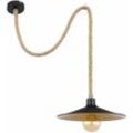 Hängeleuchte Seillampe Hanfseil gold schwarz Landhausstil Wohnzimmer Pendelleuchte Deckenlampe verstellbar, Hanfseil Metall, 1x E27 Fassung, DxH