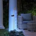 Solar Wasserhahn Deko Garten Wasserhahn mit Licht Außen Solar Gartenstecker für Außen, Feuereffekt, Metall gold, 60x led warmweiß, LxBxH 11x6x80 cm