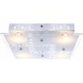 Deckenleuchte Kristalle Wohnzimmerlampe Decke Deckenlampe Glas, Alu, 4x LED 5W 400Lm warmweiß, LxBxH 32x32x6,5 cm