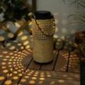 Solarlampen Solarleuchte Lampe Bambus Garten Rattan Balkon Solar Laterne zum hinstellen und aufhängen, 1x led warmweiß, DxH 12 x 45 cm