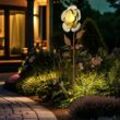 Led Solar Steck Lampe Blumen Garten Deko Erdspieß Blüten Leuchte, Metall, rostfarben, h 75 cm