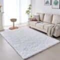 Jn.songs - Wohnzimmer Hochflor Teppich, Plüsch Shaggy Teppiche für Schlafzimmer, Wohnzimmer, Flur -200x300cm Weiß