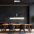 Hängeleuchte Wohnzimmer Höhenverstellbar Pendelleuchte Esszimmerlampe Chrom, Metall Glas,1x led 22,5W 1780Lm warmweiß, l 80 cm