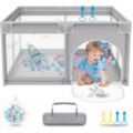 Baby Laufgitter Laufstall Absperrgitter 127x127cm Aktivitätszentrum mit Rutschfester Basis, atmungsaktivem Netz Sicherheitsspielplatz (127 x 127cm,