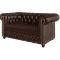 Chesterfield Sofa 2-Sitzer aus Braun veganem Leder - Lukas