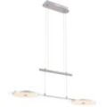 Hängeleuchte Esszimmer Höhenverstellbar Hängelampe Chrom Esszimmerleuchte hängend, Glas Nickel, 2x led 18W 590Lm warmweiß, LxBxH 90x30x150 cm