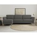 Ecksofa HOME AFFAIRE "MARSEILLE (279/152cm),L-Form, Rec. rechts/links", grau (dunkelgrau), B:279cm H:88cm T:152cm, Struktur fein (58% Polyester, 22% Polypropylen), Filzoptik (100% Polyester), Webstoff (100% Polyester), Sofas, Massivholzbeine aus Eiche, in verschieden Bezügen und Farbvarianten