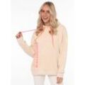 Sweatshirt ZWILLINGSHERZ Gr. LXL, beige Damen Sweatshirts doppelten Kordeln und neonfarbenen aufgestickten Details