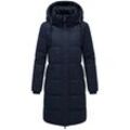 Wintermantel NAVAHOO "Wintertanz 14" Gr. L (40), blau (navy) Damen Mäntel modischer Steppmantel mit hohem Kragen