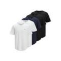 Rundhalsshirt JACK & JONES "JPRBLABRODY TEE SS CREW NECK 5PK MP" Gr. L, bunt (weiß pack:with 2xweiß, 2xschwarz, 1navyblazer), Herren, Jersey, Obermaterial: 100% Baumwolle, bestickt, Shirts