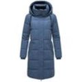 Wintermantel NAVAHOO "Wintertanz 14" Gr. XL (42), blau (graublau) Damen Mäntel modischer Steppmantel mit hohem Kragen