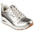 Sneaker SKECHERS "Uno - Metallixs", Damen, Gr. 35, champagner metallixs, Leder, metallic, modisch, Schuhe, Keilsneaker, Plateausneaker, Schnürschuh mit Skech-Air