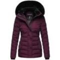 Steppjacke NAVAHOO "Milianaa" Gr. S (36), lila (aubergine) Damen Jacken Edle Winterjacke mit weicher Kunstfell-Kapuze