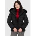 Steppjacke ALIFE & KICKIN "SunndustAK A", Damen, Gr. XS (34), schwarz (moonless), Steppware, Obermaterial: 100% Polyester, unifarben, modisch, tailliert, Langarm, Jacken, hochwertige Winterjacke mit abnehmbarem Fellimitat