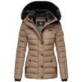 Steppjacke NAVAHOO "Milianaa" Gr. S (36), grau (taupe), Damen, Oberstoff: 100% Polyester, Futter: 100% Polyester, Wattierung: 100% Polyester, Ärmelfutter: 100% Polyester, Kunstfell: 100% Polyester, Jacken, Edle Winterjacke mit weicher Kunstfell-Kapuze