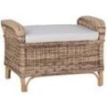 Rattan Hocker 'Panama' honig-braun 100% Baumwolle, Massivholz, Rattan Mahagoni