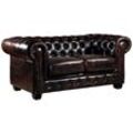 Chesterfield Ledersofa 2-Sitzer - Büffelleder - Braun - brenton