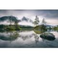 Fototapete PAPERMOON "Photo-Art DIRK WIEMER, REGNERISCHER MORGEN IN HINTERSEE (BAYERN)", bunt, B:5,00m L:2,80m, Vlies, Tapeten