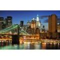 Fototapete PAPERMOON "BROOKLYN BRIDGE-NEW YORK CITY MANHATTAN TIMES SQUARE", bunt, B:4,50m L:2,80m, Vlies, Tapeten