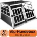 Petigi - Hundetransportbox Hundebox Auto Alu Hunde Transportbox Aluminium Kofferraum Transport Box für Hund Dog Autobox 89 x 69 x 50 cm Haustier Käfig