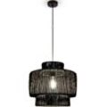 Pendelleuchte PACO HOME "Hugo Lupita" Lampen Gr. Ø 40cm H: 38cm, schwarz Wohnzimmer Esszimmer Rattan Optik Boho Lampenschirm Papier