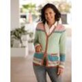 Cardigan CASUAL LOOKS Gr. 38, bunt (eucalyptus, rot, gemustert), Damen, 50% Baumwolle, 50% Polyacryl, gemustert, mehrfarbig, Strickjacken