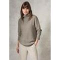 Rollkragenpullover CECIL, Damen, Gr. L (42), beige (milky caramel melange), Web, 37% Baumwolle, 34% Polyacryl, 26% Polyester, 3% Elasthan, unifarben, casual, gerade normal, hoch geschlossener Ausschnitt, Langarm Bündchen, Pullover, aus softem Materialmix