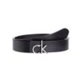 Ledergürtel CALVIN KLEIN "CK LOGO REVERSIBLE BELT 3.0" Gr. 100, schwarz (classic mono schwarz) Damen Gürtel mit Logoprägung als Schließe