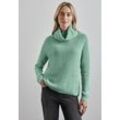 Rollkragenpullover STREET ONE, Damen, Gr. 34, sunlit grün meliert, Web, 60% Baumwolle, 40% Polyacryl, unifarben, casual, normal normal, hoch geschlossener Ausschnitt, Langarm Bündchen, Pullover, im soften Baumwoll-Mix