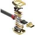 LINDY HDMI Anschlusskabel HDMI-A Stecker, HDMI-A Stecker 10.00 m Grau 37866 HDMI-Kabel